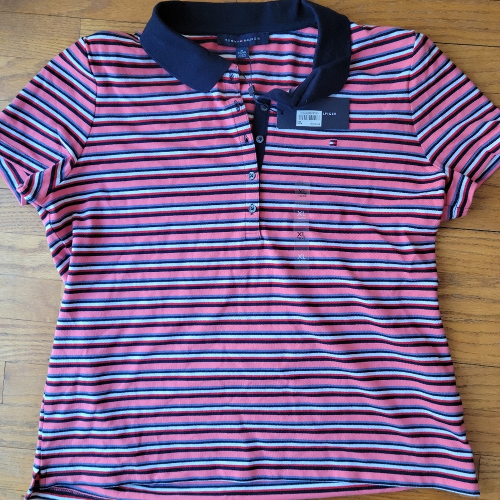 TOMMY HILFIGER striped heritage polo NWT